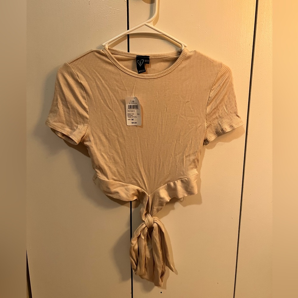 Short Sleeve Cropped Top - front tie
